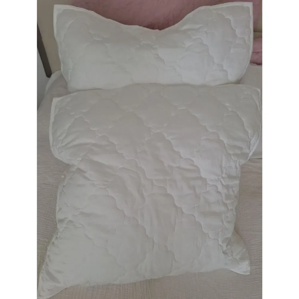 NWT Martha Stewart White XL Pillow Quilted Shams Luxury Egyptian Cotton